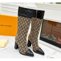 Best Product Louis Vuitton Monogram Leather and Velvet Medium Boots 9.5cm Brown 012104