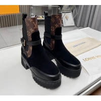 Trendy Design Louis Vuitton Laureate Platform Desert Ankle Boot with Buckle Strap Black/Monogram 012123