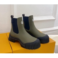 New Style Louis Vuitton Rubby Flat Ankle Boot in Calf Leather Green 012131