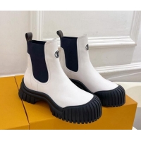 Best Product Louis Vuitton Rubby Flat Ankle Boot in Calf Leather White 012133