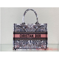 Promotional DIOR BOOK TOTE White and Pastel Pink Butterfly Around The World Embroidery M1296ZE