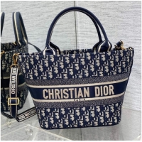 Promotional MEDIUM DIOR BOOK TOTE Beige and Blue Macrocannage Embroidery 0612-2