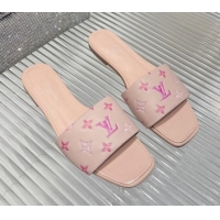 Big Discount Louis Vuitton Revival Flat Slide Sandals in Monogram Leather Light Pink 012146