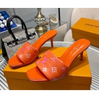 Cheap Price Louis Vuitton Revival Heel Slide Sandals 6.5cm in Monogram Leather Orange 012150