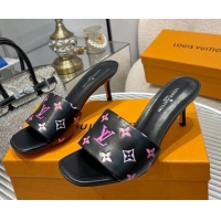 Good Looking Louis Vuitton Revival Heel Slide Sandals 6.5cm in Monogram Leather Black 012153