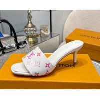 Unique Style Louis Vuitton Revival Heel Slide Sandals 6.5cm in Monogram Leather White 012154