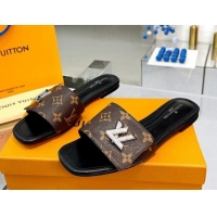 Low Price Louis Vuitton Shake Monogram Canvas Flat Slide Sandals with Crystal LV Twist 1013020