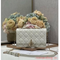 Reasonable Price MISS DIOR TOP HANDLE BAG Latte Cannage Lambskin M0997ONG White