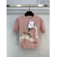 Buy Discount Dior Cashmere and Wool Short-sleeved Sweater D110914 Pink 2023