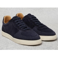 Grade Design Bruno Cucinelli Washed Suede Sneakers With Natural Rubber Sole C6465 Blue For Men