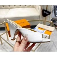 Best Product Louis Vuitton Super Heel Slide Sandals 9cm Monogram-Debossed Patent Leather White 1016106