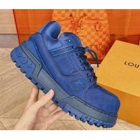 Top Quality Louis Vuitton LV Trainer Maxi Sneakers in Stone Embossed Leather Blue 025123