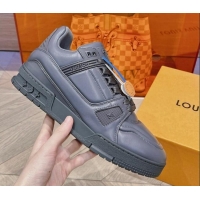 Super Quality Louis Vuitton LV Trainer Sneakers in Calf Leather Grey 025128