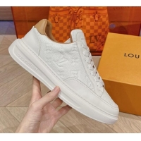 Inexpensive Louis Vuitton Men's Beverly Hills Sneakers in Monogram Grained Leather White 025132