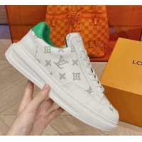 Luxury Cheap Louis Vuitton Men's Beverly Hills Sneakers in Monogram Printed Leather Green 1025133