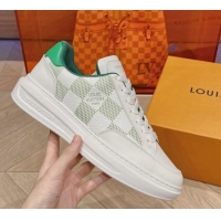 Top Design Louis Vuitton Men's Beverly Hills Sneakers in Damier Leather Green 025136