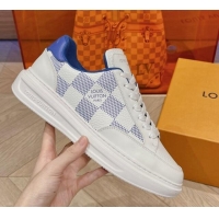 Shop Duplicate Louis Vuitton Men's Beverly Hills Sneakers in Damier Leather Blue 1025137