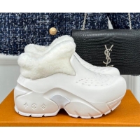 Shop Duplicate Louis Vuitton Shark Platform Ankle Boots 5cm in Rubber and Fur All White 026006