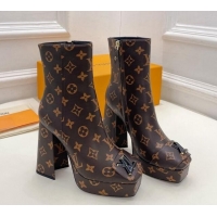 Pretty Style Louis Vuitton Shake Platform Ankle Boots 12cm in Monogram Canvas 026007