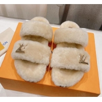 Big Discount Louis Vuitton LV Sunset Comfort Flat Slide Sandals in Wool Beige 026121