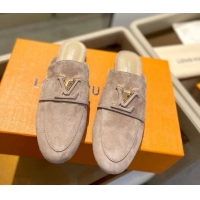 Top Design Louis Vuitton LV Capri Mules Flat in Suede Sand Beige 104007