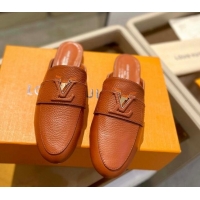 Unique Style Louis Vuitton LV Capri Mules Flat in Grained Leather Brown 104012