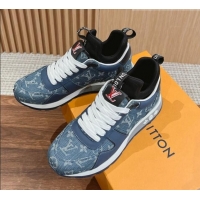 Good Looking Louis Vuitton Men's Run Away Denim Sneakers Blue 104021