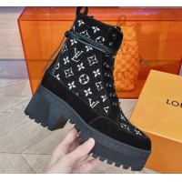 Hot Style Louis Vuitton Laureate Platform Desert Boots in Monogram Wool Black 106065