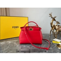 Buy Discount Fendi Peekaboo Mini Bag in Lambskin Leather FE244 Red 2023