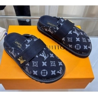 Most Popular Louis Vuitton LV Cosy Flat Comfort Clog Mules in Monogram Wool Dark Denim Blue 106069