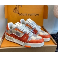 Sophisticated Louis Vuitton LV Trainer Sneakers in Damier Canvas Orange 106071