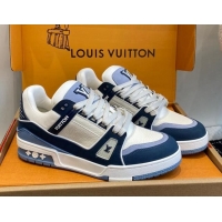 Best Price Louis Vuitton LV Trainer Sneakers in Calf Leather Navy Blue 106073