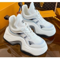 Good Looking Louis Vuitton LV Archlight 2.0 Platform Sneakers in Calf Leather and Mesh White/Light Blue 121004