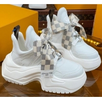 Purchase Louis Vuitton LV Archlight 2.0 Platform Sneakers in Calf Leather with Bandeau Bow White/Damier 121009