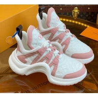 Stylish Louis Vuitton LV Archlight Sneakers in Monogram Calf Leather Light Pink 121019