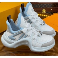 Low Cost Louis Vuitton LV Archlight Sneakers in Mesh and Leather with Charm Light Blue 121021