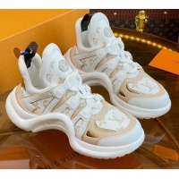 Low Price Louis Vuitton LV Archlight Sneakers in Mesh and Leather with Charm Nude 121024