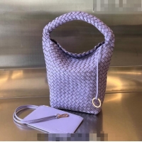 Buy Fashionable Bottega Veneta Small Cabat Bucket Bag in Intreccio Leather 753172 Amethyst Purple 2023