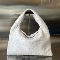 Discount Bottega Veneta Small Hop Hobo Bag Intrecciato Calf Leather 763966 White 2023