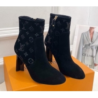 Best Grade Louis Vuitton Silhouette Ankle Boots 8.5cm in Suede Black 121031