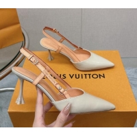 Classic Hot Louis Vuitton Blossom Slingback Pumps 7.5cm in Patent Leather Light Grey 121033