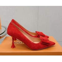 Trendy Design Louis Vuitton Blossom Pumps 7.5cm in Red Suede with Bow 121053