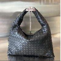 Good Quality Bottega Veneta Small Hop Hobo Bag Intrecciato Calf Leather 763966 Black 2023