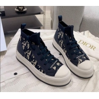 Purchase Dior Walk'n'Dior High-top Platform Sneakers in Oblique Knit Navy Blue 912005