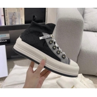 Good Quality Dior Walk'n'Dior High-top Platform Sneakers in Cannage Knit Black 912006