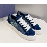 Cheap Price Dior B33 Tears Low-top Sneakers in Oblique Denim and Suede Navy Blue 926009