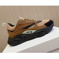 Sumptuous Dior B22 Sneakers in Mesh and Smooth Calfskin Brown 011094