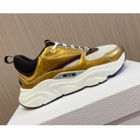 Unique Style Dior B22 Sneakers in Mesh and Smooth Calfskin Gold 011098