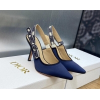 Shop Duplicate Dior J'Adior Slingback Pumps 9.5cm in Purple Embroidered Satin and Cotton 026090