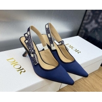 Good Product Dior J'Adior Slingback Pumps 6.5cm in Purple Embroidered Satin and Cotton 026091